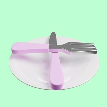 3d illustration of sign language with cutlery concept ready for the next menu