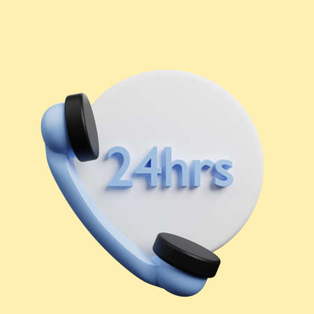 3d illustration of simple object telephone 24 hoursの写真素材