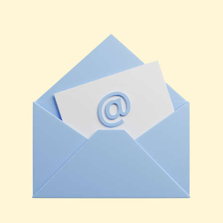 3d illustration of envelope icon with paper,add iconの写真素材