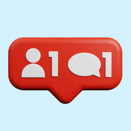3d illustration of social media notification concept icon follow,commentの写真素材