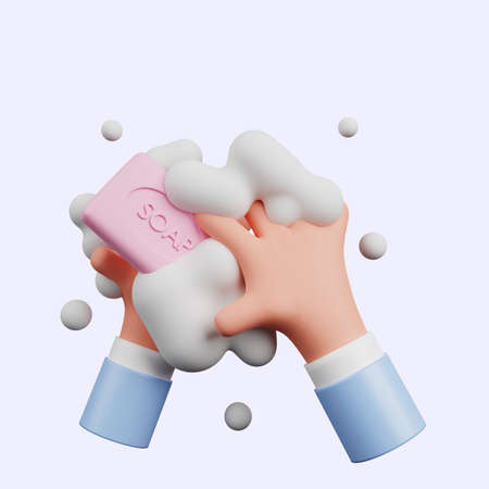 3d illustration of global hand washing day with 3d handの写真素材