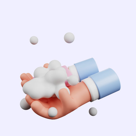 3d illustration of global hand washing day with 3d hand