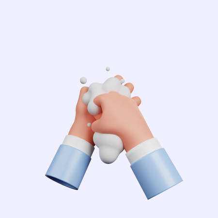 3d illustration of global hand washing day with 3d handの写真素材