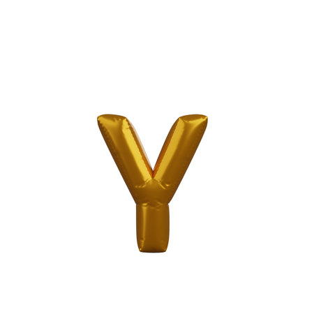 3d illustration of golden balloon concept alphabet yの写真素材
