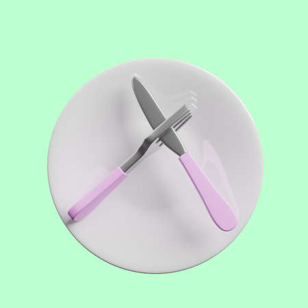 3d illustration of sign language with cutlery concept like not doの写真素材