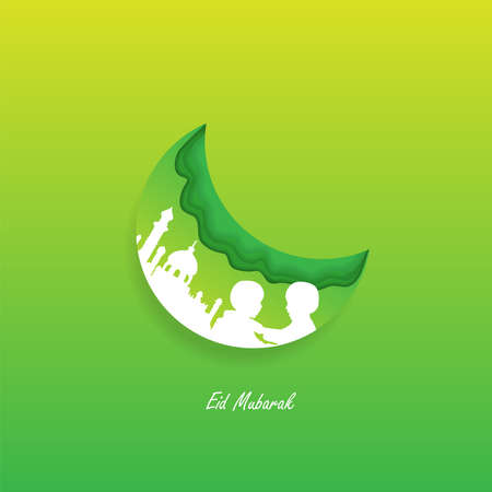 Eid Mubarak day illustration design with green gradient colorのイラスト素材