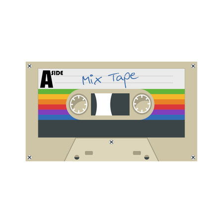Audio cassette. Retro audio tape. Flat design. Vector illustration.のイラスト素材