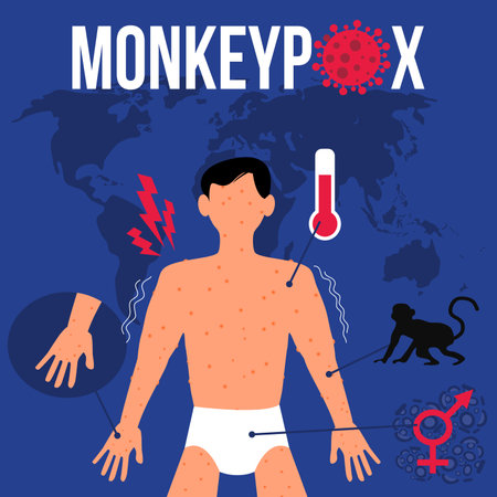 Vector illustration of a man in underwear on the background of the map of the world.のイラスト素材