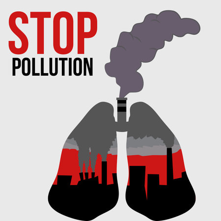 Stop Pollution design over gray background, vector illustrationのイラスト素材