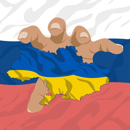 Flag of Ukraine and the hand of a sick person. Vector illustrationのイラスト素材