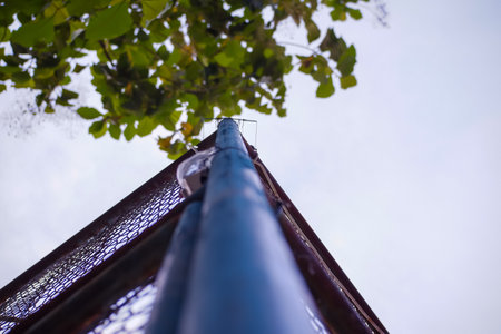 iron poles for futsal fields or outdoor soccer fieldsの写真素材