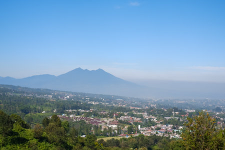 views of Mount Salak and the city of Bogor belowの写真素材