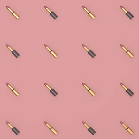 Background from lipsticks on a trendy delicate texture. For flyers, leaflets, postcards. 3D illustration.の写真素材