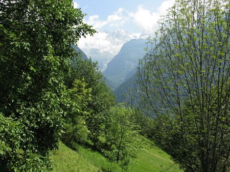 Valley view in the Engadine, Switzerlandの写真素材