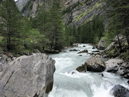 Kander river and gorge near Kandersteg, Switzerlandの写真素材