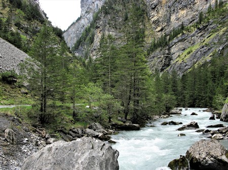 Kander river and gorge near Kandersteg, Switzerlandの写真素材
