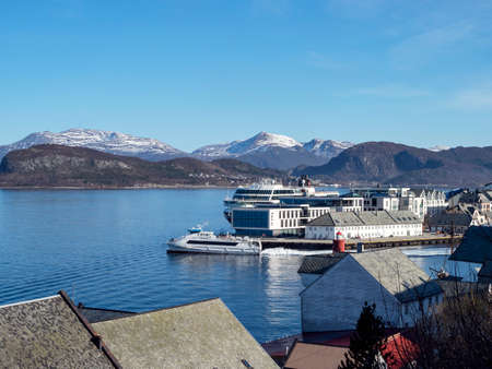 View of the ferry terminal in Alesund, Norway