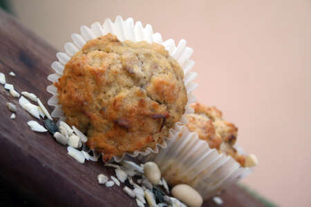 Healthy homemade nut and seed muffins.の写真素材