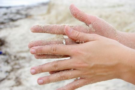 Dusting off the Sandの写真素材