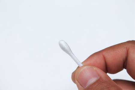 cotton swab on Grey backgroundの写真素材