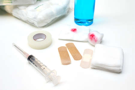 first aid on white background.の写真素材