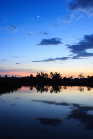 Sunset on the river landscape