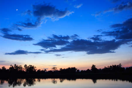 Sunset on the river landscape