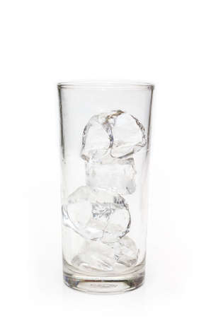 ice in glass on white backgroundの写真素材