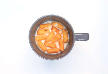 milk on white background and focus on top