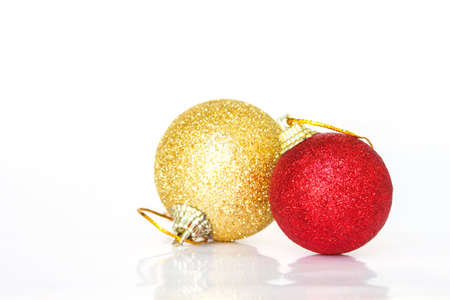 christmas ornaments gold decoration on white background