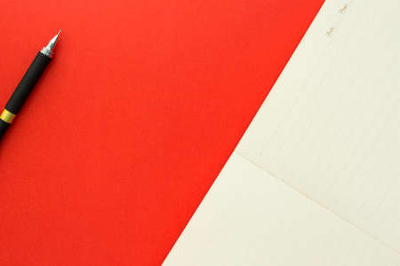 love diary valentine day notebook on red backgroundの写真素材