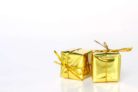 christmas ornaments gold decoration on white backgroundの写真素材