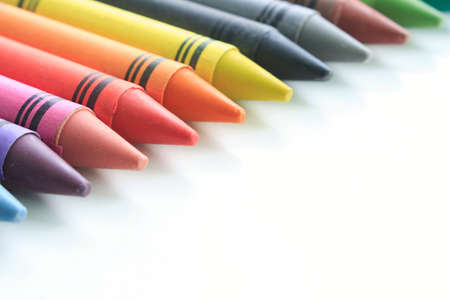 crayon drawing border multicolored backgroundの写真素材