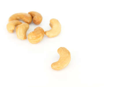 cashew nuts on white backgroundの写真素材