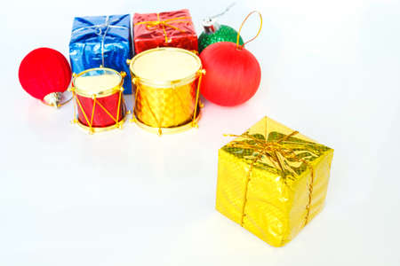 christmas ornaments gold decoration on white background