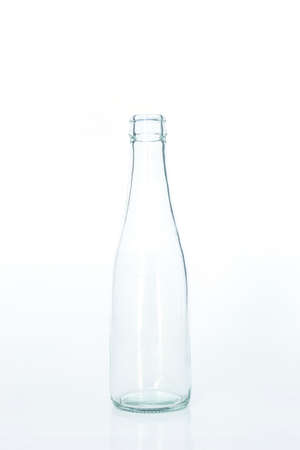 glass bottle clear empty on white backgroundの写真素材