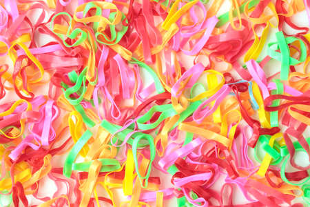 rubber band multicolor on white backgroundの写真素材