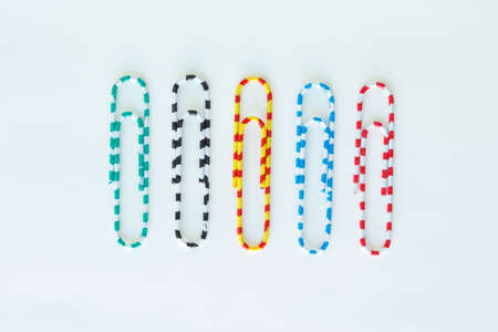 paper clip multicolor pile on white background