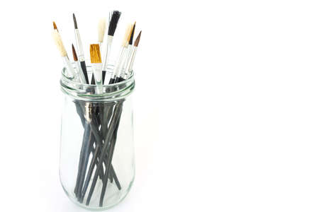 paint brush set tool art  on white backgroundの写真素材