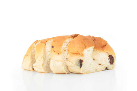 raisin bread sweet food on white backgroundの写真素材