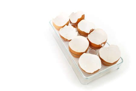 egg shell broken crack food on white background