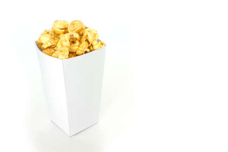popcorn white box on white backgroundの写真素材