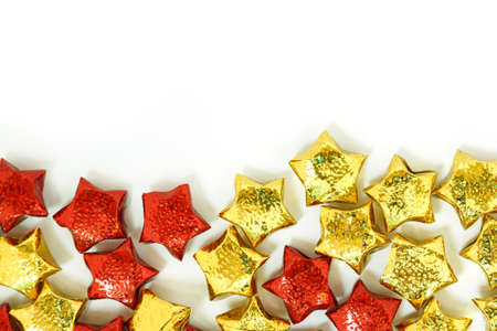 christmas ornaments gold decoration on white backgroundの写真素材