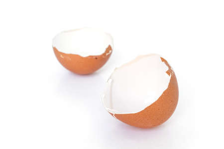 egg shell broken crack food on white background
