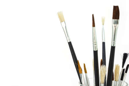 paint brush set tool art  on white backgroundの写真素材