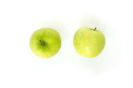 green apple on white backgroundの写真素材