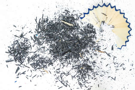 shave colored pencils drawing multicolored on white backgroundの写真素材