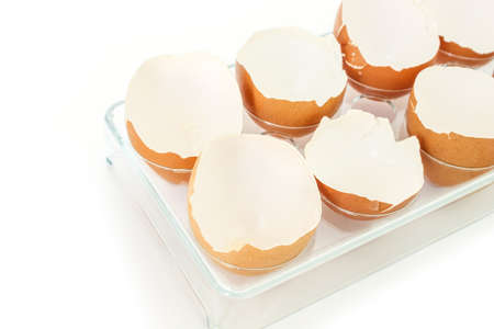 egg shell broken crack food on white background
