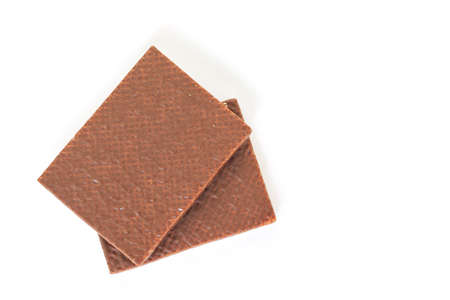 wafer chocolate dessert on white backgroundの写真素材