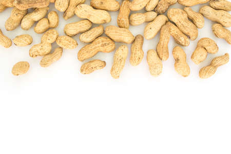 peanut in shell frame border on white background